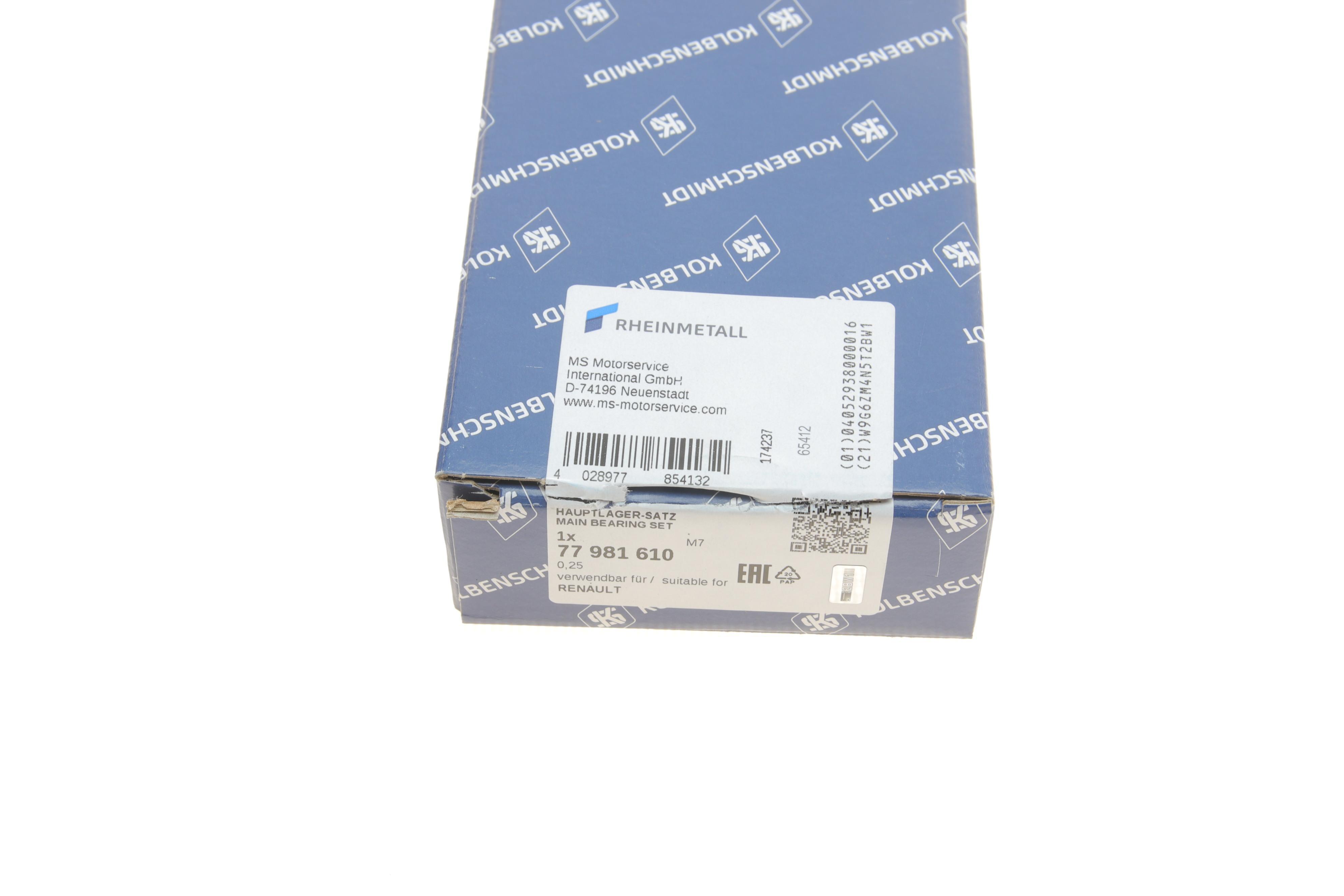 Вкладиші корінні Renault Master II/Trafic II 2.2-2.5DCI 00- (+0.25)