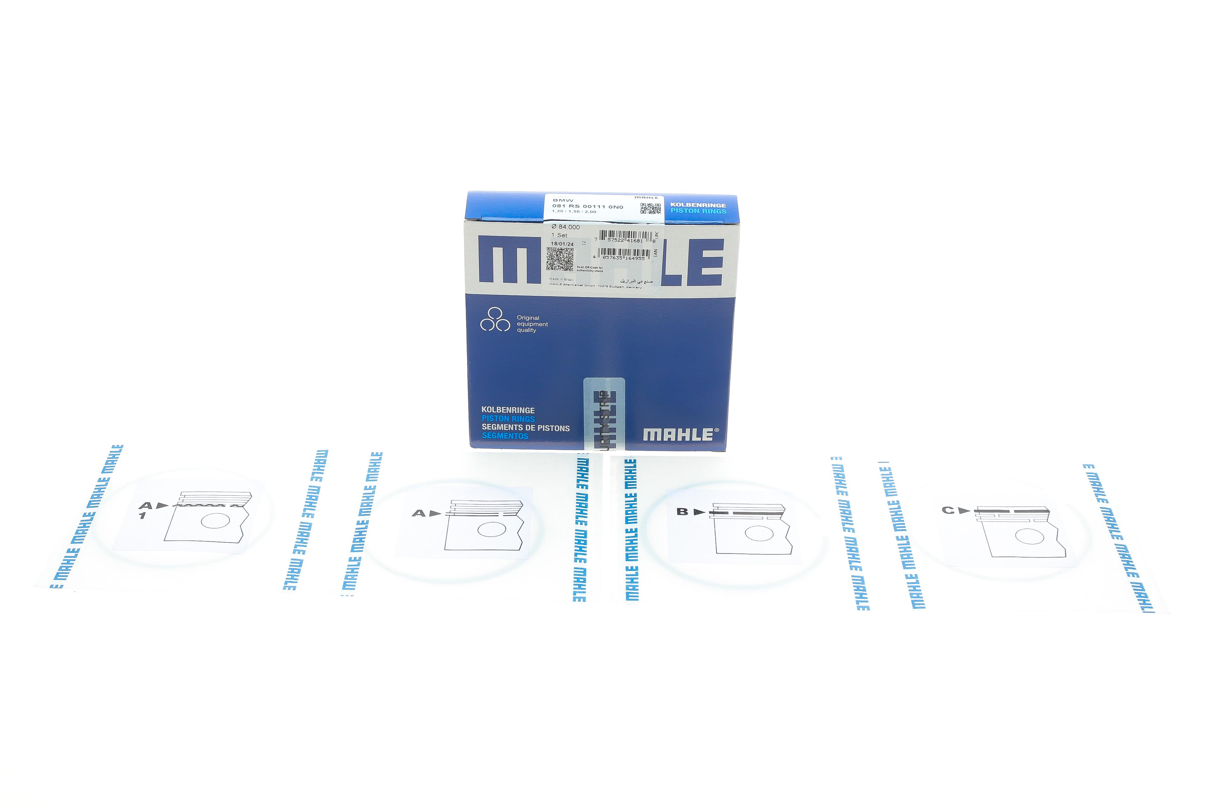 Кільця поршневі BMW 1/2/3/4/5/6/7/X3/X4/X5/X6 3.0i (N54/N55) 06- (84.00mm/STD) (1.2-1.5-2.0)