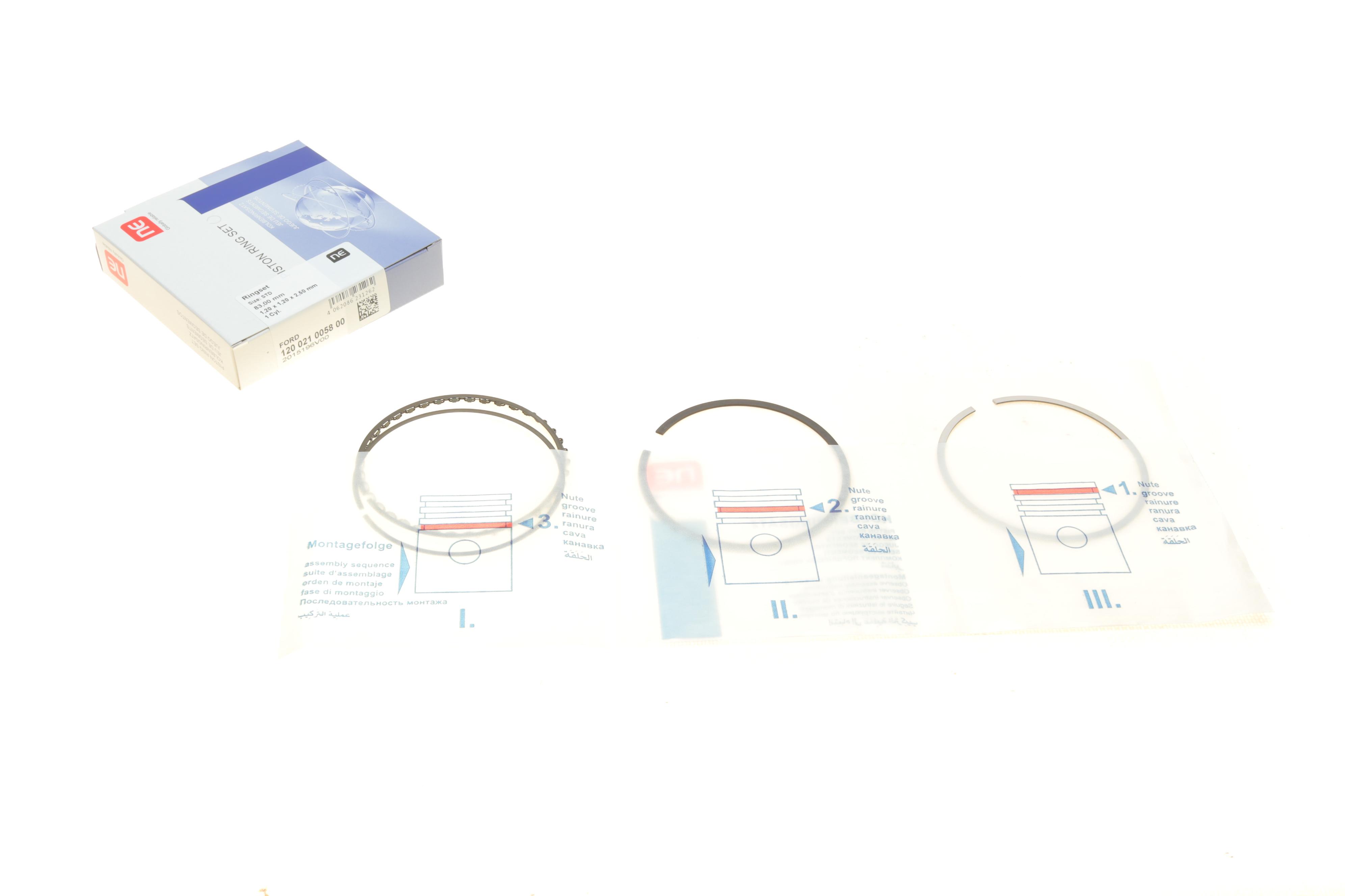 Кільця поршневі Ford Focus 1.8i 04-12/Mondeo 1.8i 00-07 (83.01mm/STD) (1.2-1.2-2.5) = 8921620000