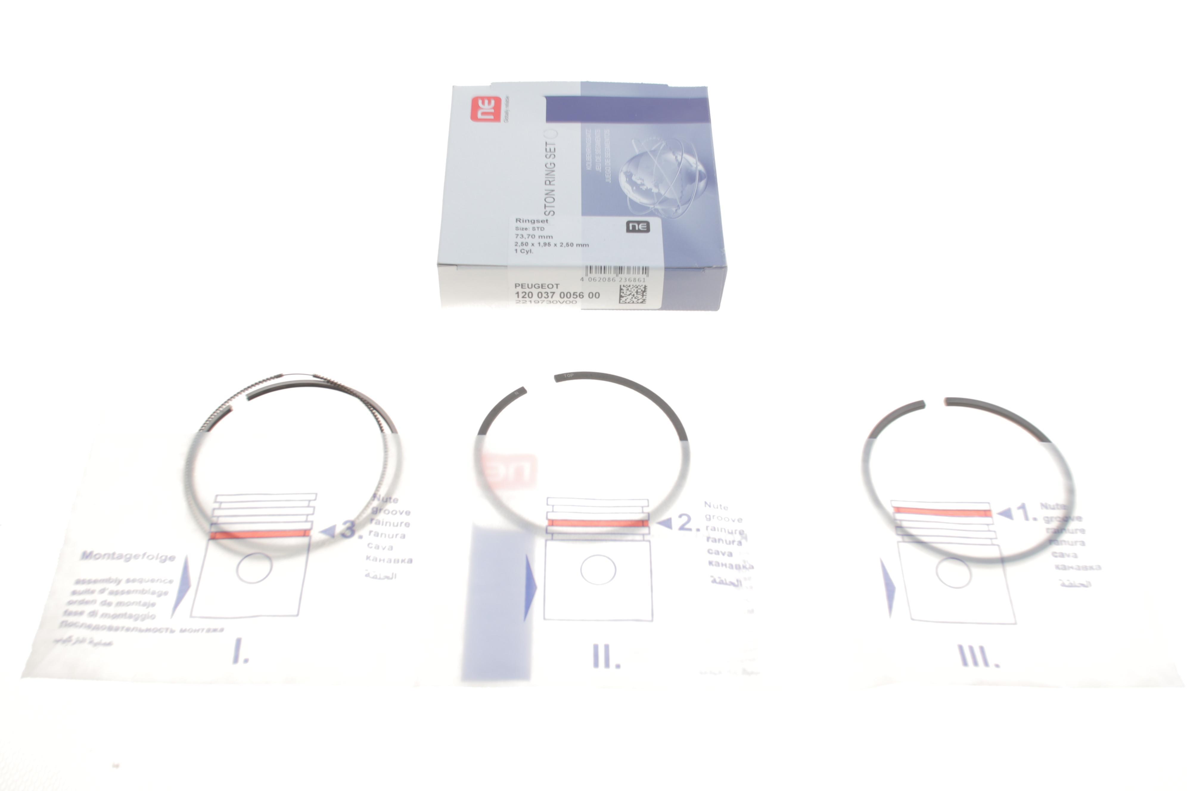 Кільця поршневі Citroen C1/C2/C3 1.4HDi 02- (73.70mm/STD) (2.5-1.95-2.5) = 8937560000