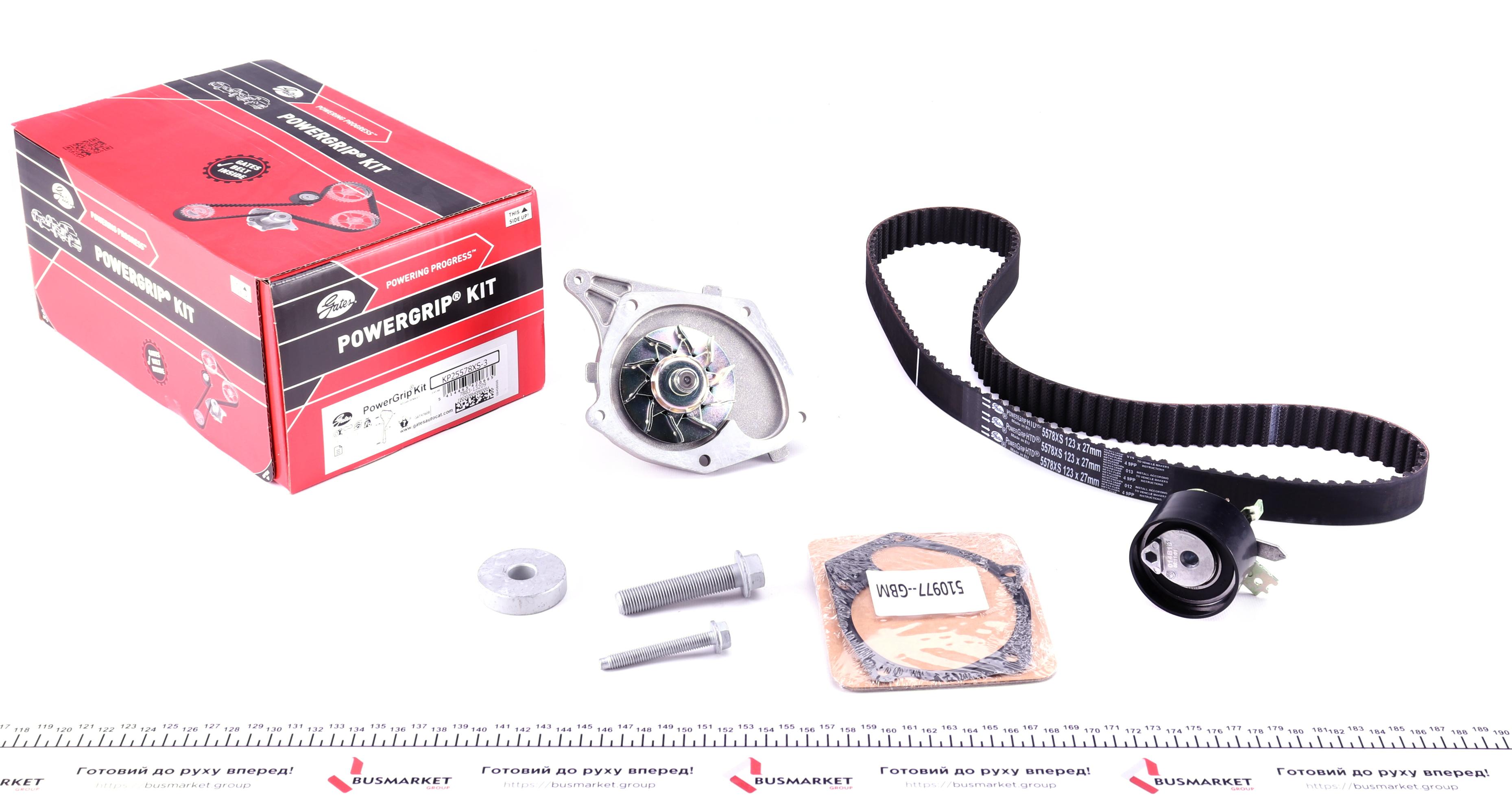 Комплект ГРМ + помпа Renault Kangoo 1.5dCi 01- (123x27) (помпа 65505)