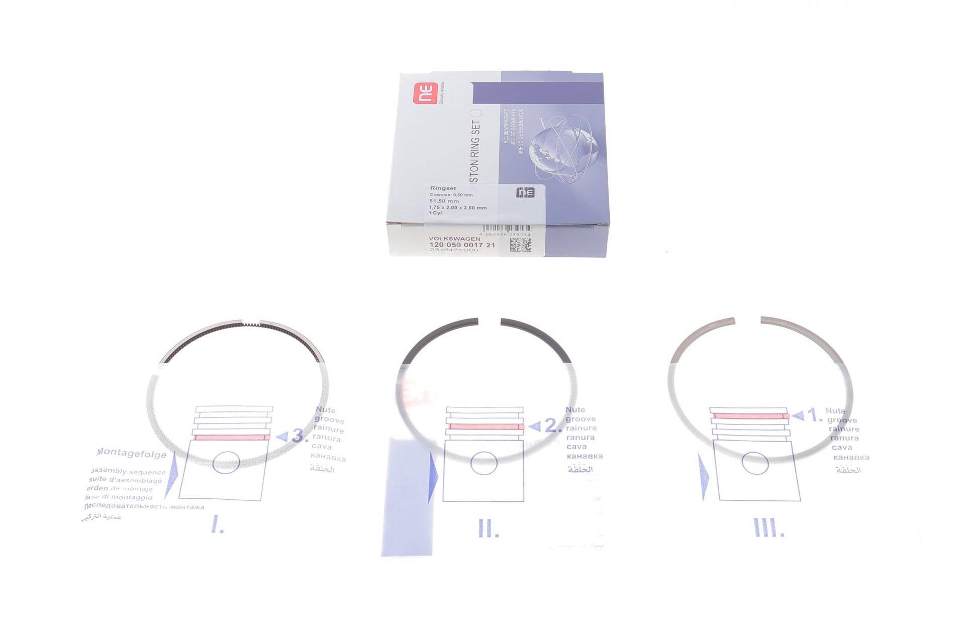 Кільця поршневі VW Caddy III 2.0TDI (81.50mm/+0.50) (1.75-2.0-3.0) = 8950195000