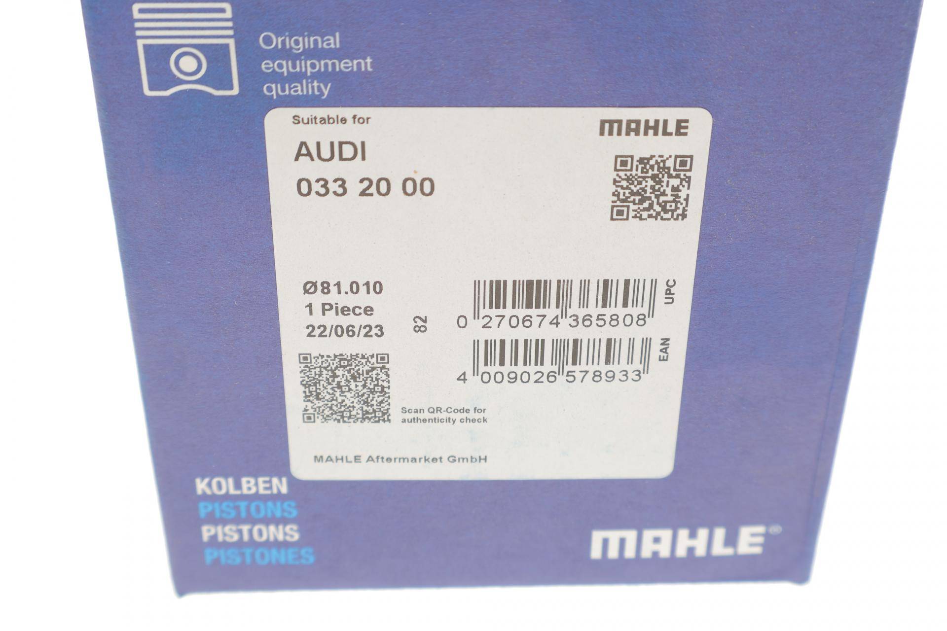 Поршень Audi A3/A4/VW Passat 1.6 96-10 (81.01mm/STD)