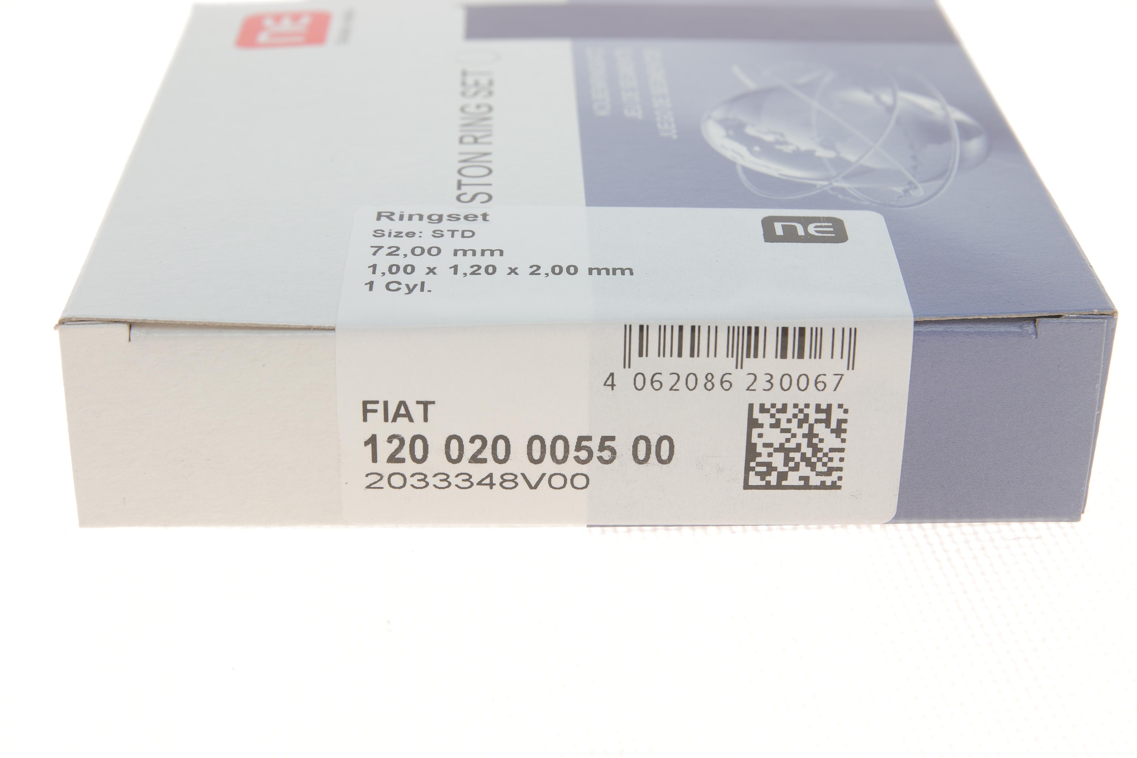 Кільця поршневі Fiat Doblo/Opel Combo 1.4 16V 10- (72.00mm/STD) (1.0-1.2-2.0) = 8920950000