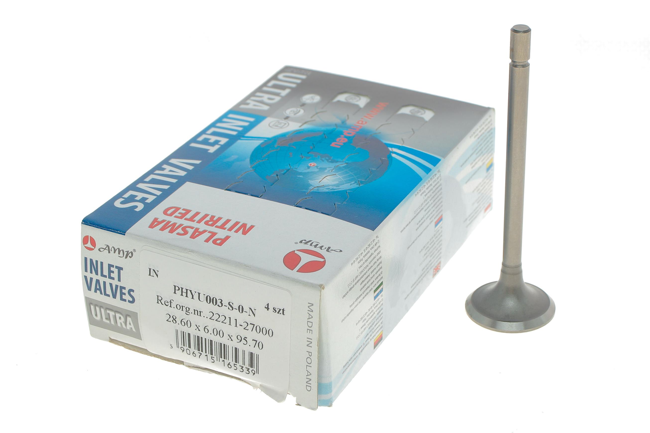 Клапан (впуск) Hyundai Accent/i20/i30/Santa Fe 1.5CRDi 12V/2.0CRDi 16V (28.60x6х95.70) (азотування)