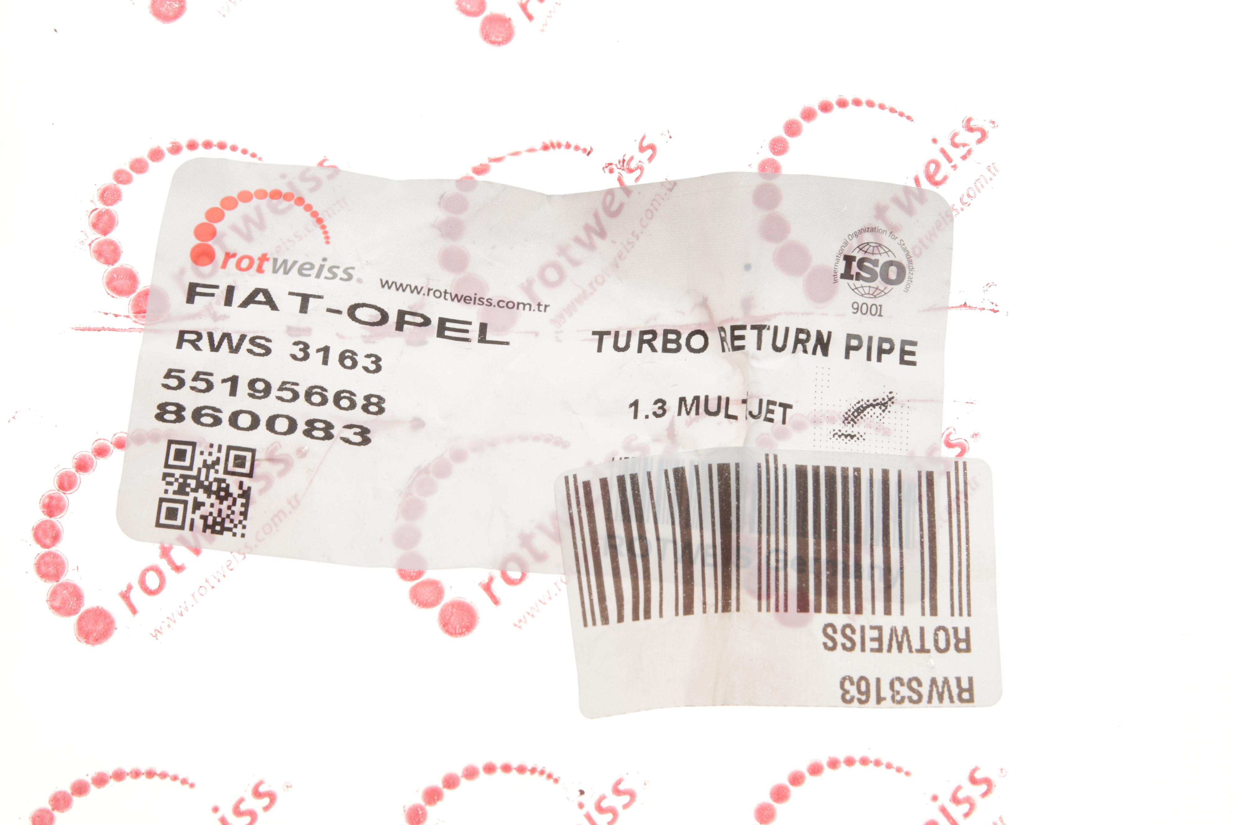 Трубка зливу оливи з турбіни Fiat Doblo 1.3D 01-