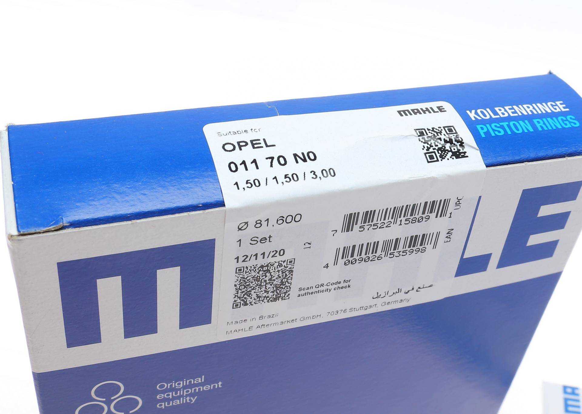 Кільця поршневі Opel Astra 1.8/Omega B 2.5 94- (81.60mm/STD) (1.5-1.5-3)