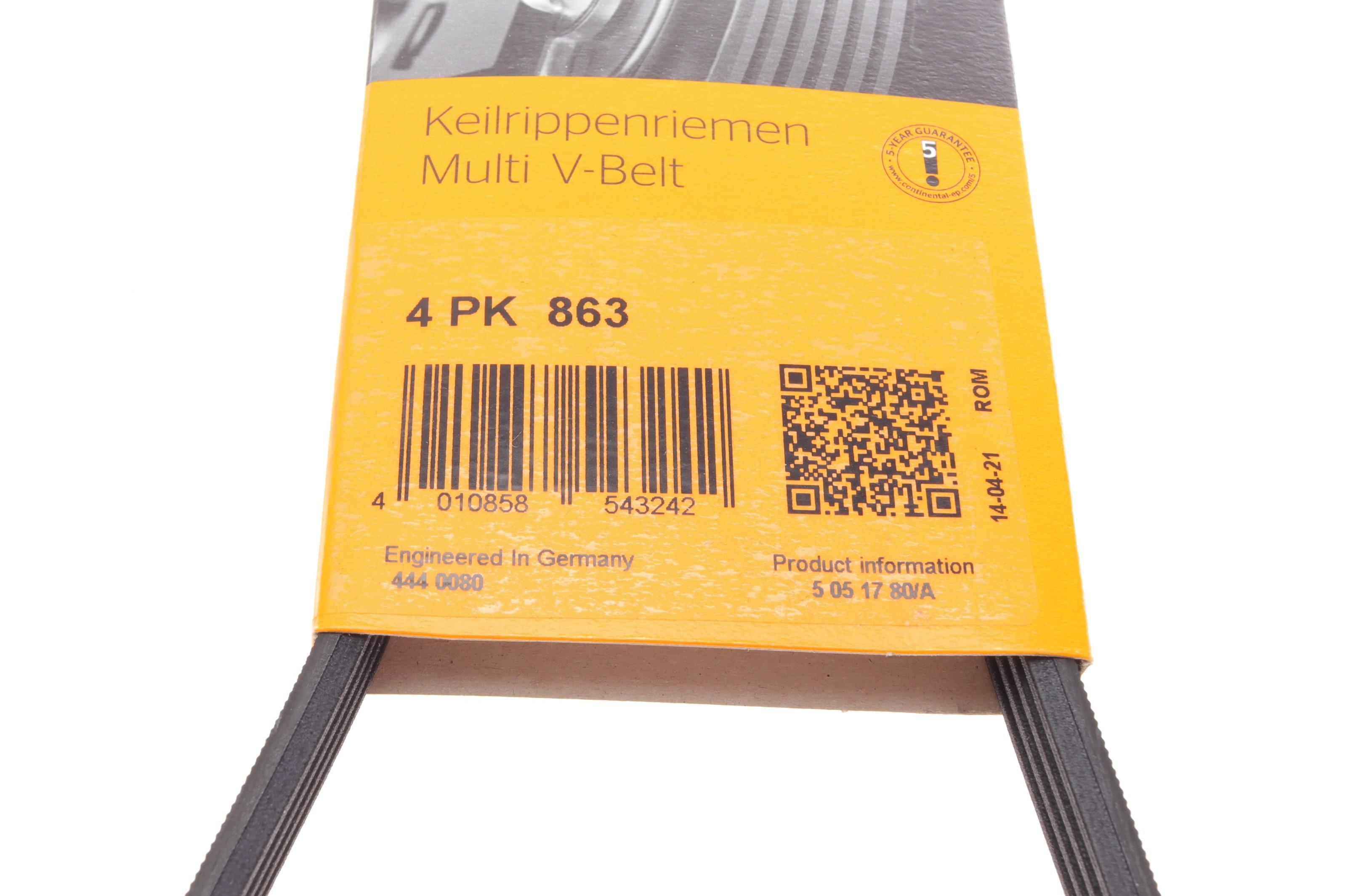 Ремінь генератора BMW 3 (E46) 5 (E39/E60)/7 (E65/E66/E67)/X3 (E83)/X5 (E53) 2.5/3.0D 00-10 (4PK863)