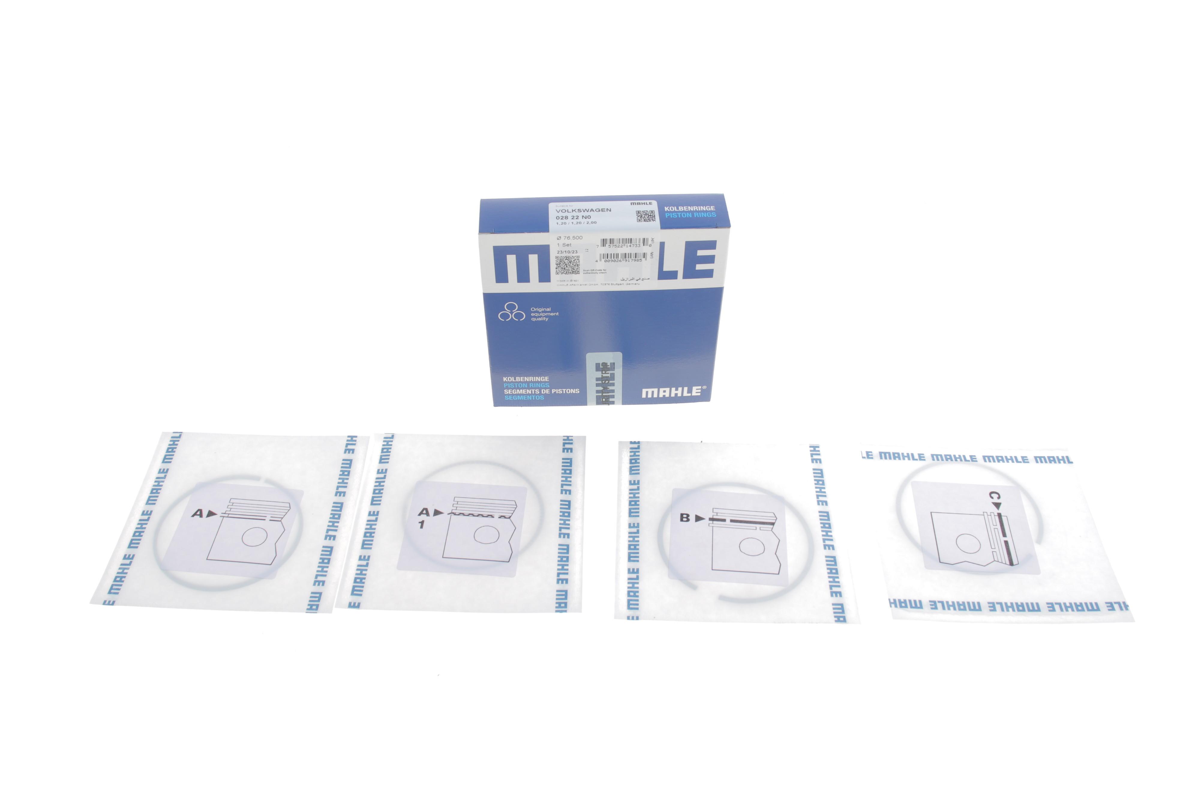 Кільця поршневі Seat Ibiza V/Skoda Octavia/VW Caddy/Golf 1.4 00- (76.50mm/STD) (1.2-1.2-2)