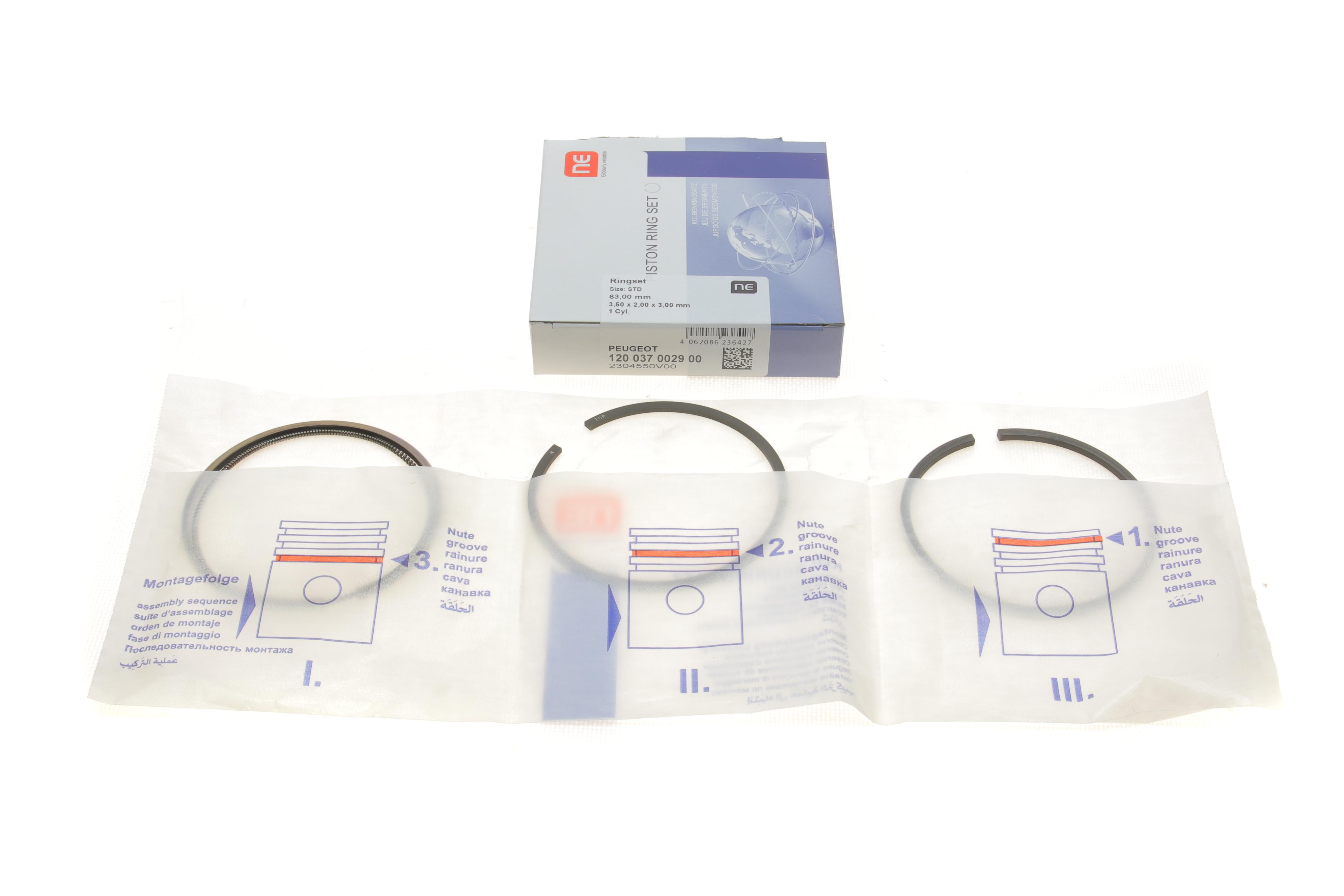 Кільця поршневі Citroen Jumper/Peugeot Boxer/Expert 1.9TD (83.00mm/STD) (3.5-2-3) = 8937290000