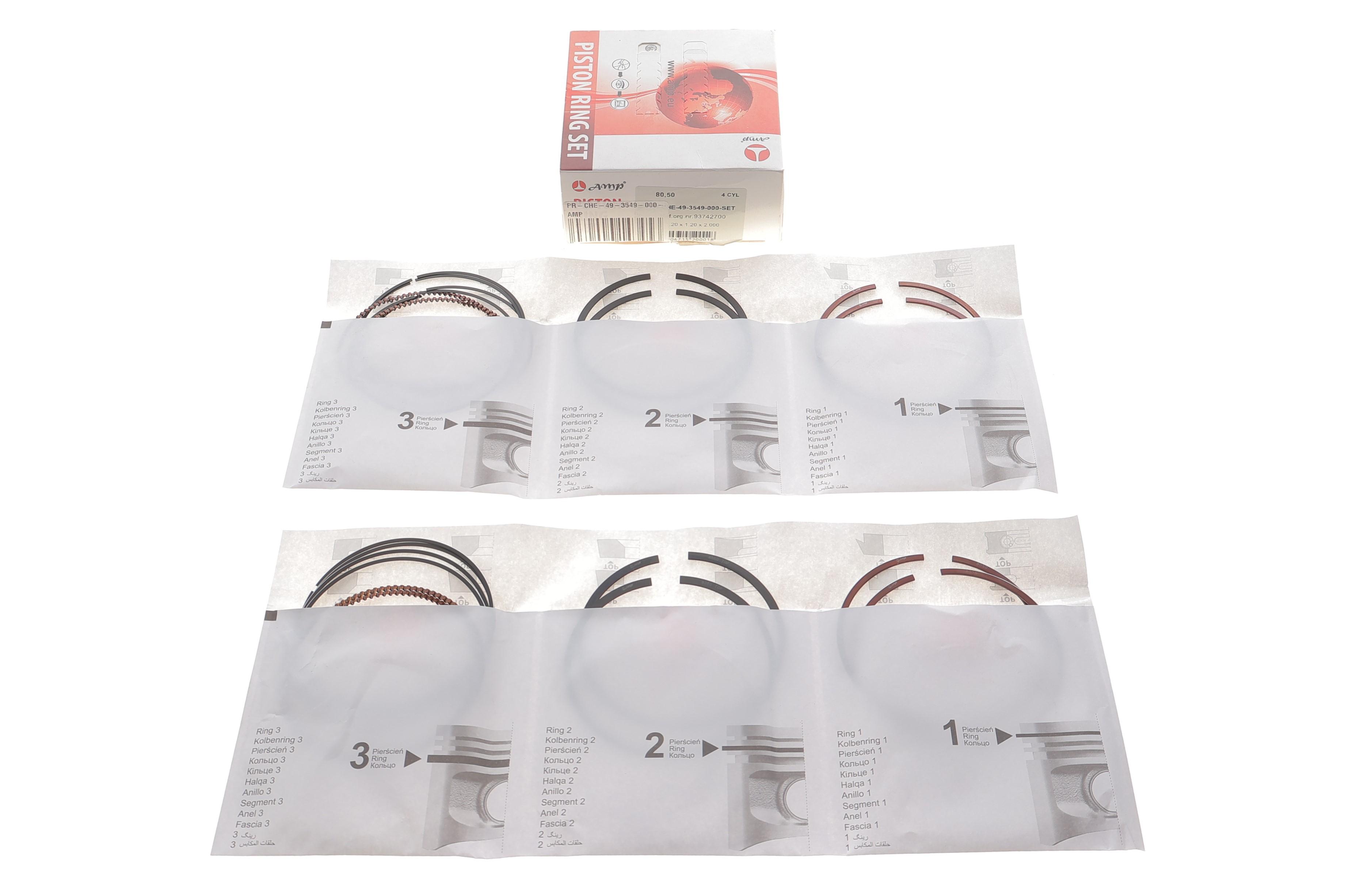 Кільця поршневі Chevrolet Lacetti 1.8 LDA (80, 50mm/STD) (1.2x1.2x2.0) (к-кт 4 циліндра)