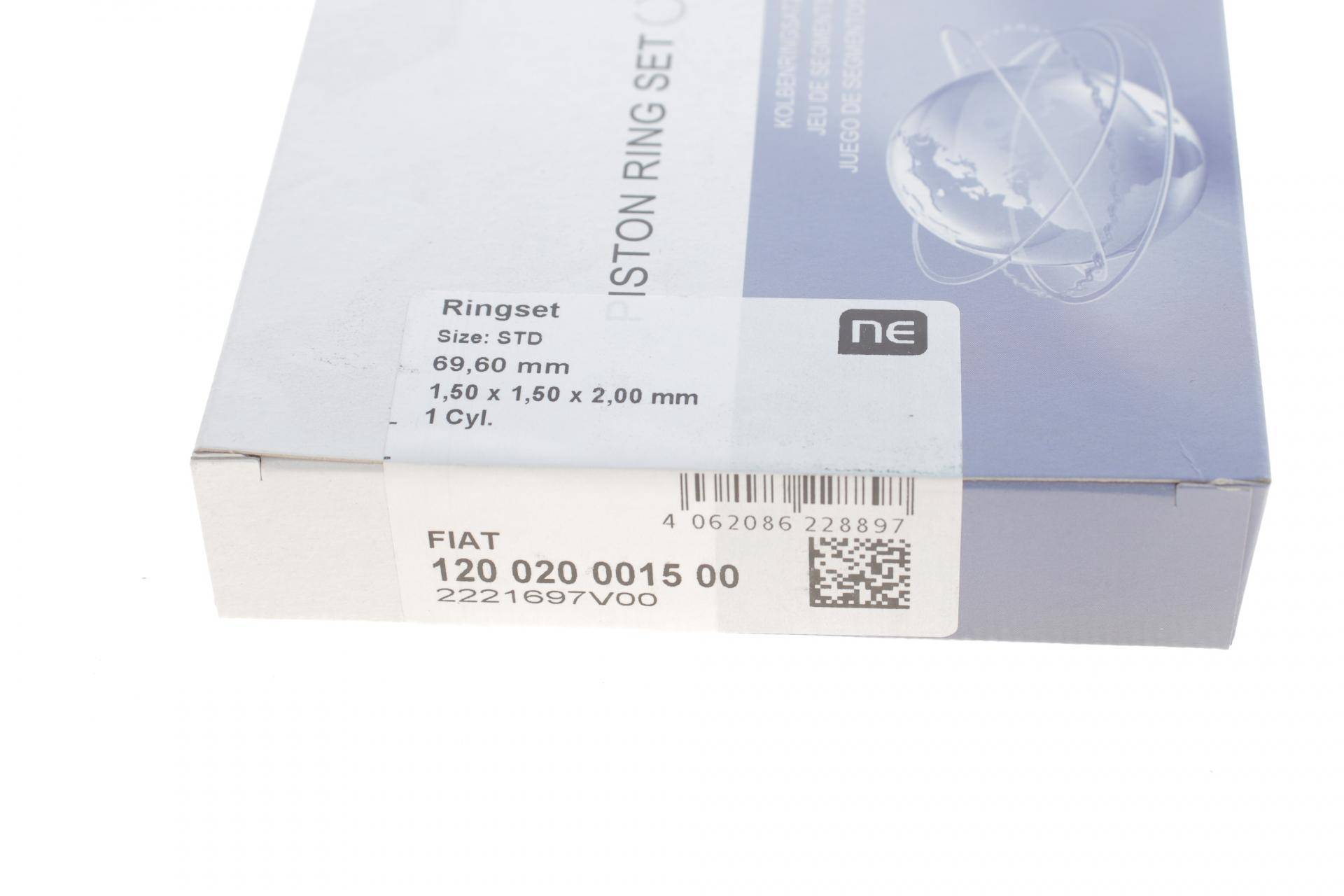 Кільця поршневі Fiat Punto/Fiorino 1.3D/CDTI 07- (69.60mm/STD) (1.5-1.5-2) = 8920190000