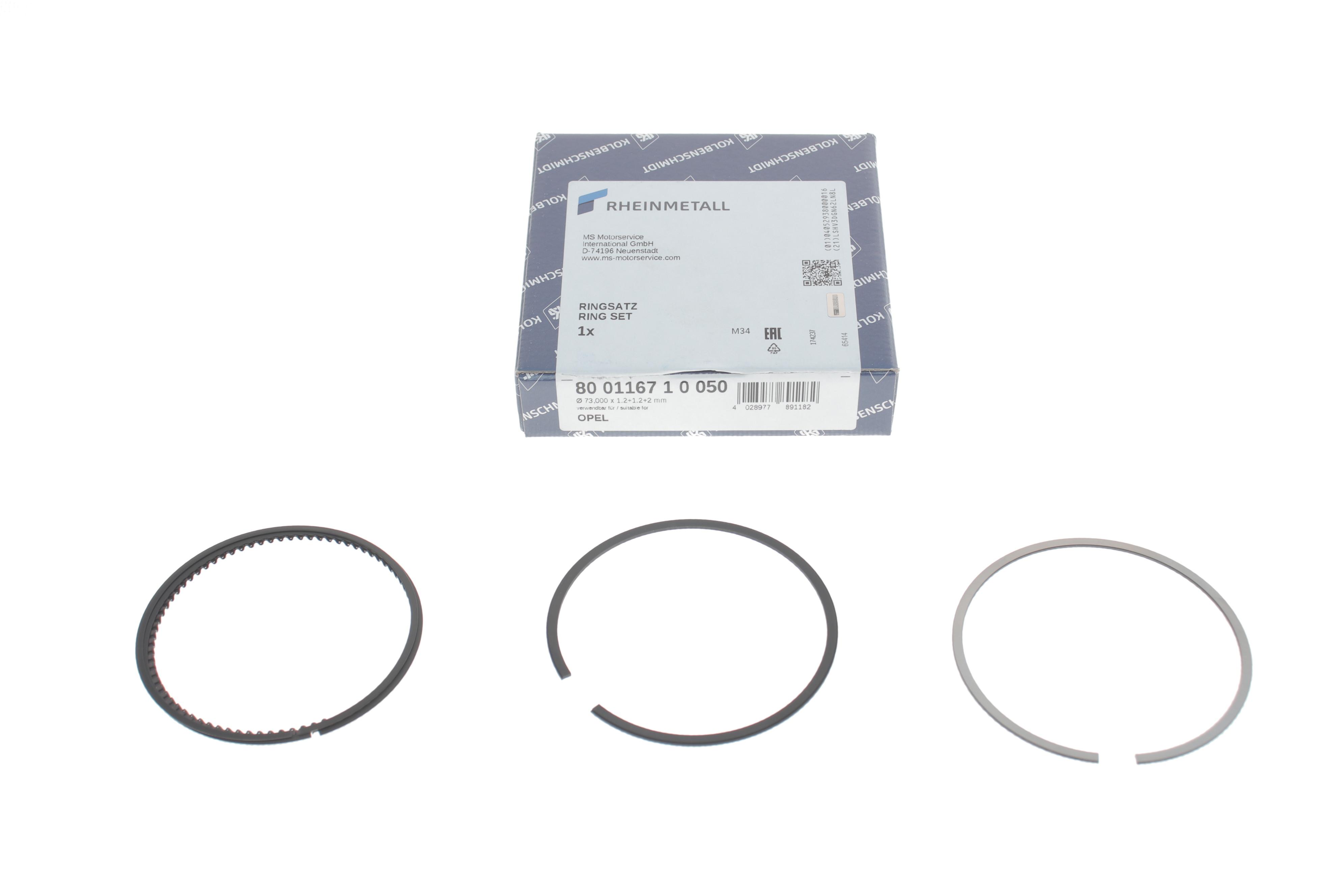 Кільця поршневі Opel Astra J/Insignia A 1.4 LPG 09- (73.00mm/+0.50) (1.2-2-1.2)