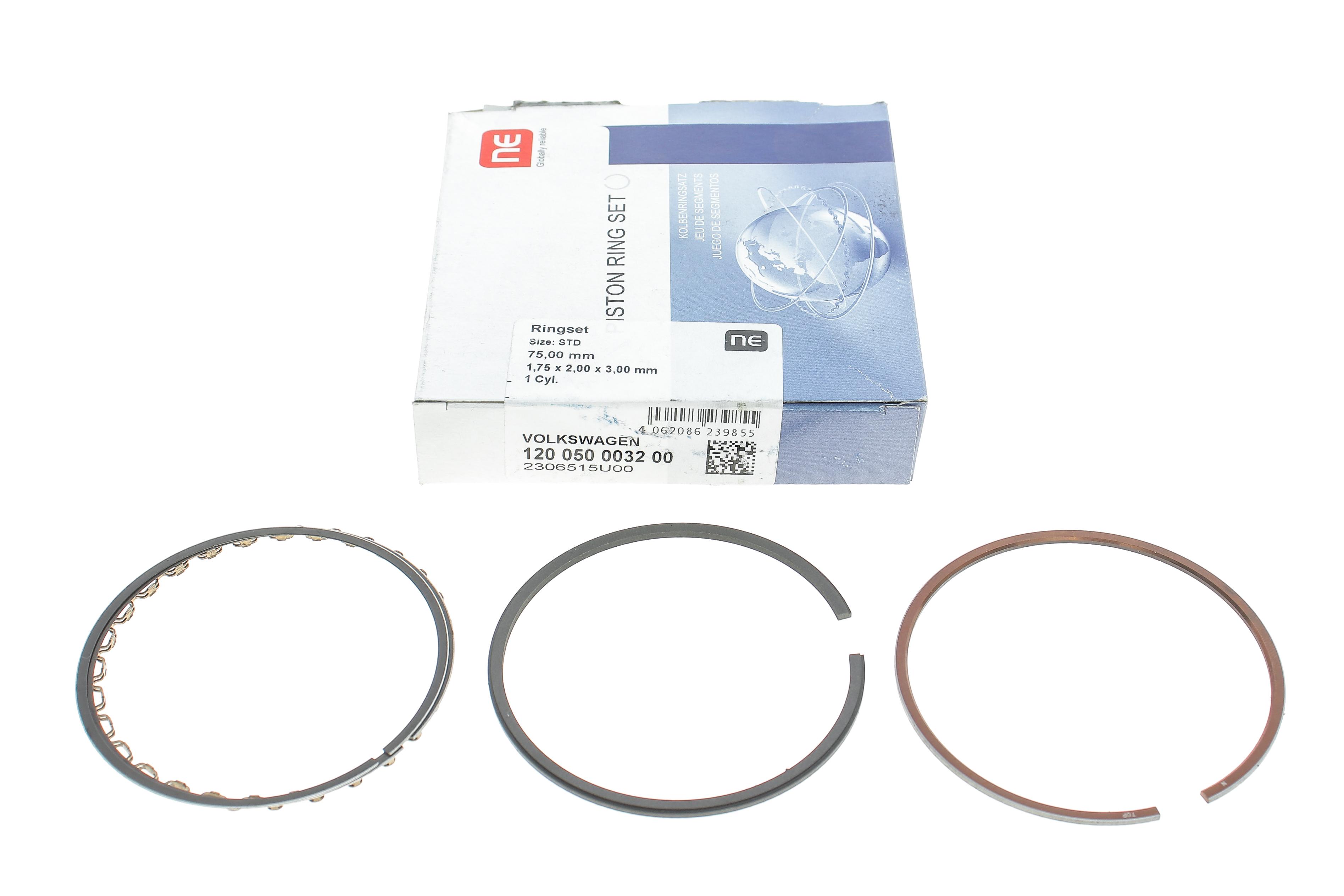 Кільця поршневі VW Polo/Golf II/Jetta II 1.0/1.3i 82-94 (75.00mm/STD) (1.75-2.0-3.0) = 8950350000