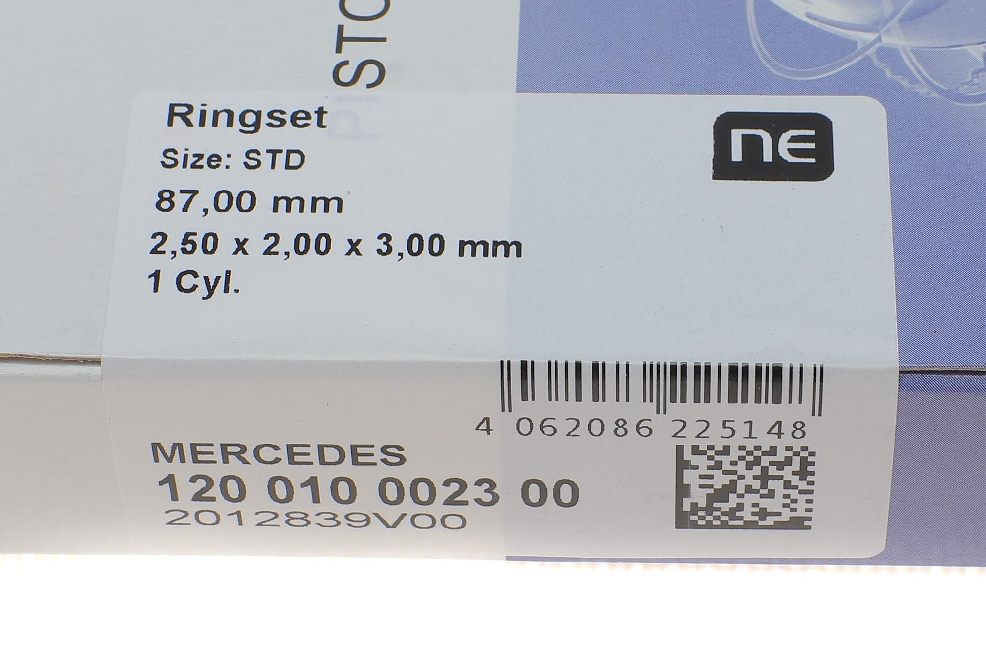 Кільця поршневі MB E-class (W124/W210) 93-02 (87mm/STD) (2.5-2-3) (1cyl) = 8910480000