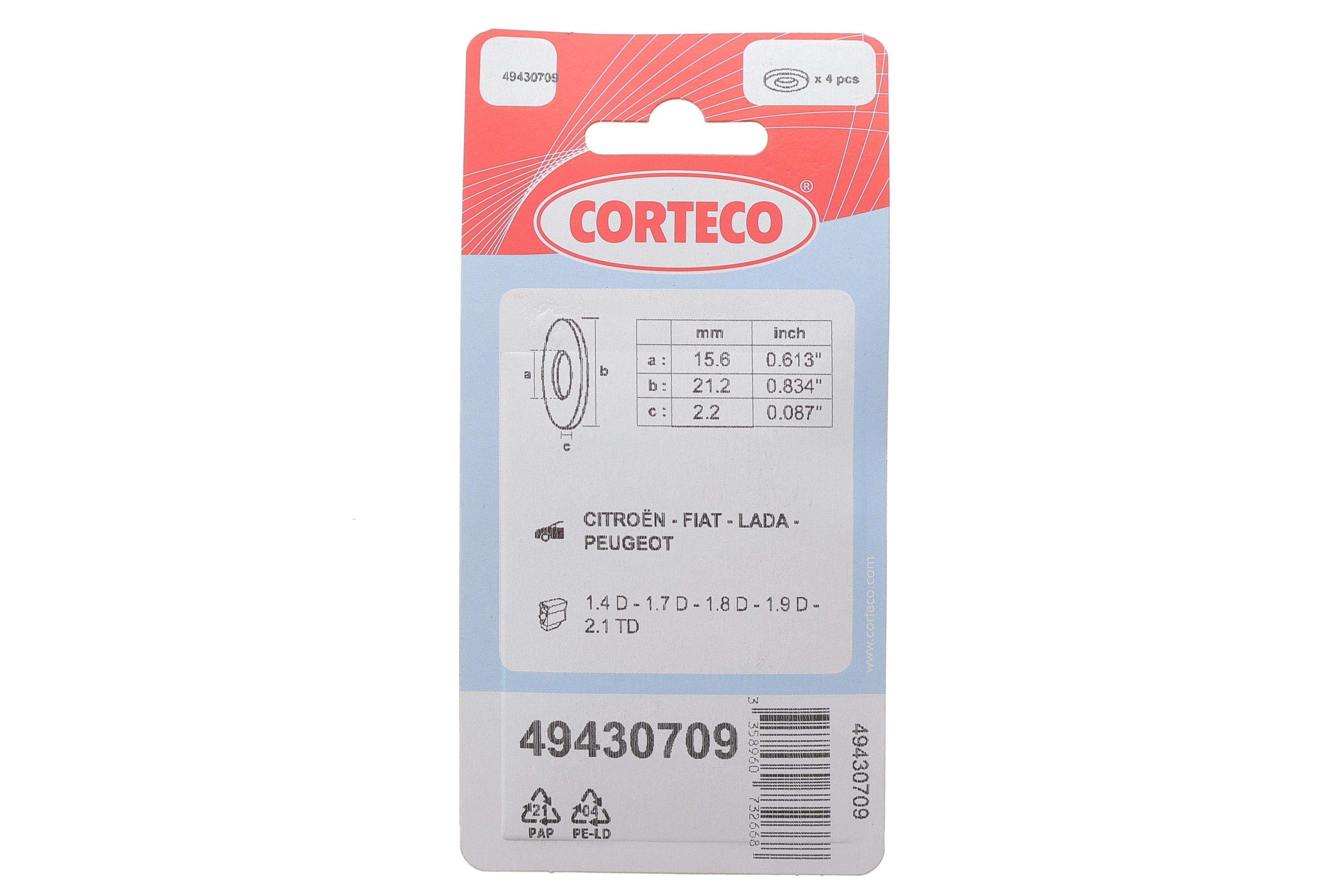 Шайба під форсунку Citroen/Peugeot 1.9 (15.6x 21.2x 2.2) (к-кт 4шт)