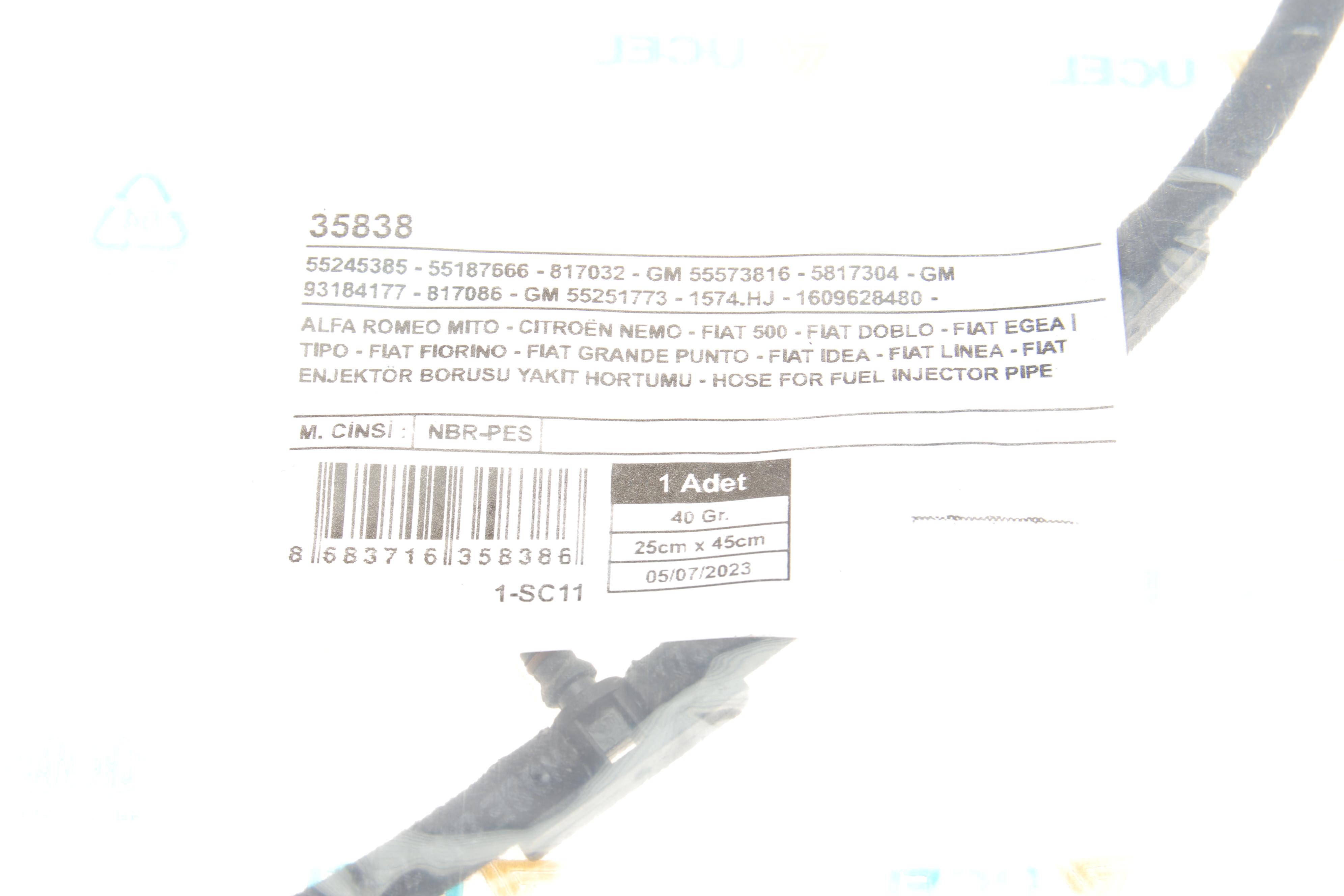 Шланг зливний Fiat Fiorino/Doblo 1.3D/JTD 05-