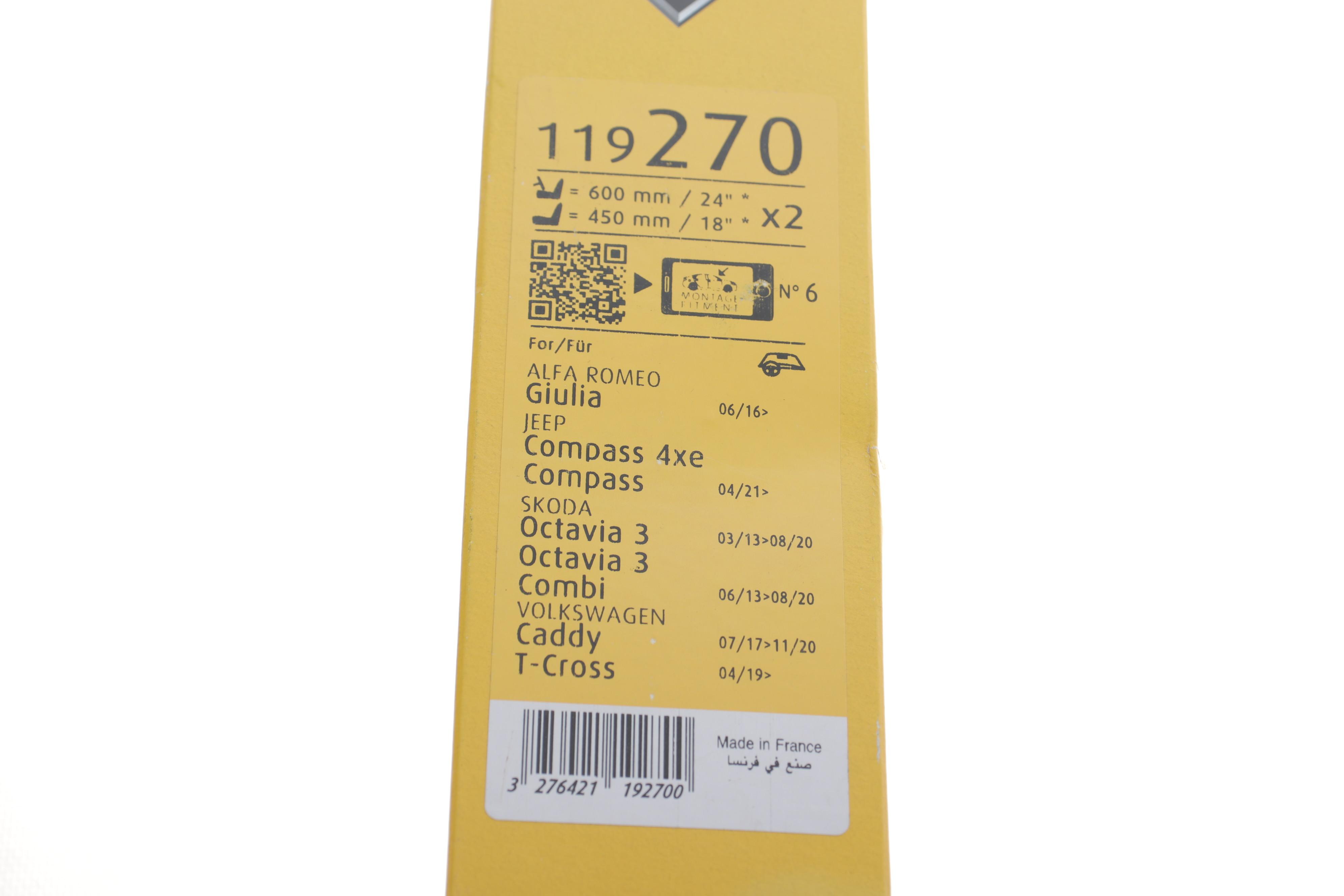 Щітки склоочисника (600/450мм) Skoda Octavia 12-/VW Caddy IV