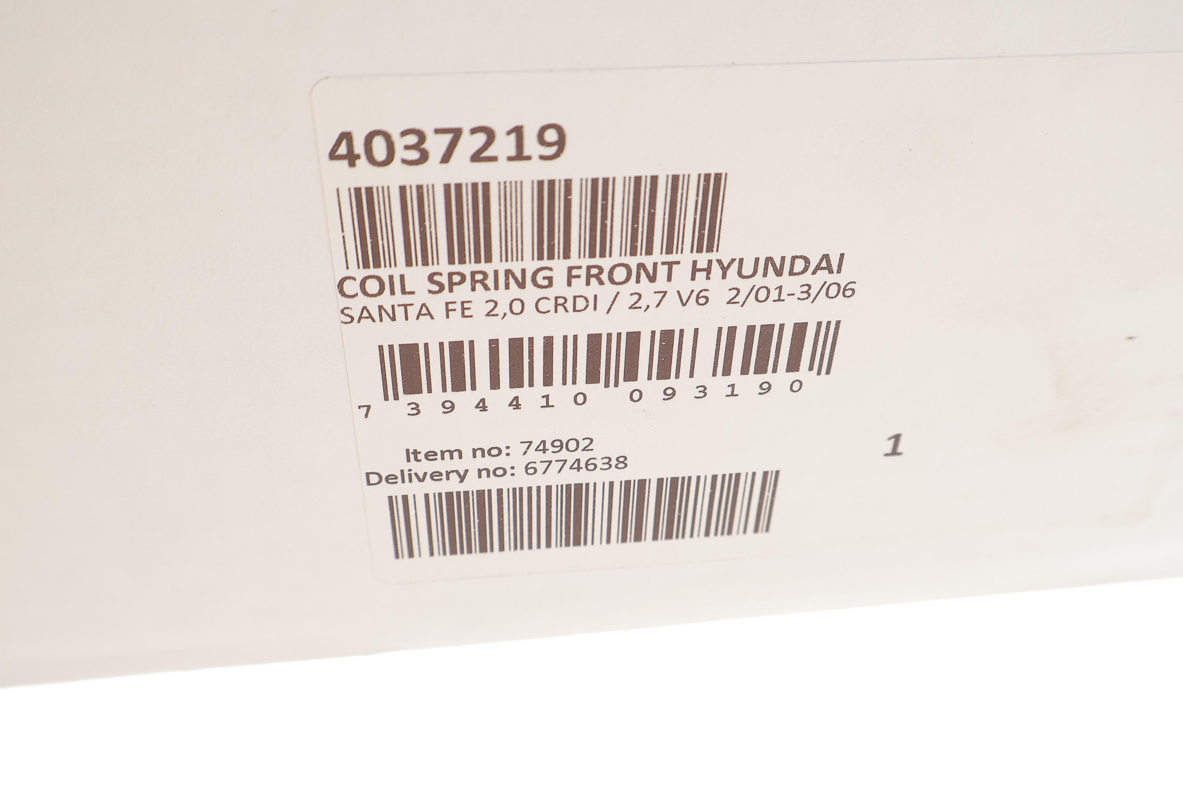 Пружина (передня) Hyundai Santa Fe I 2.0CRDi/2.0CRDi 4x4/2.7 4x4 01-06 (позашляховик)