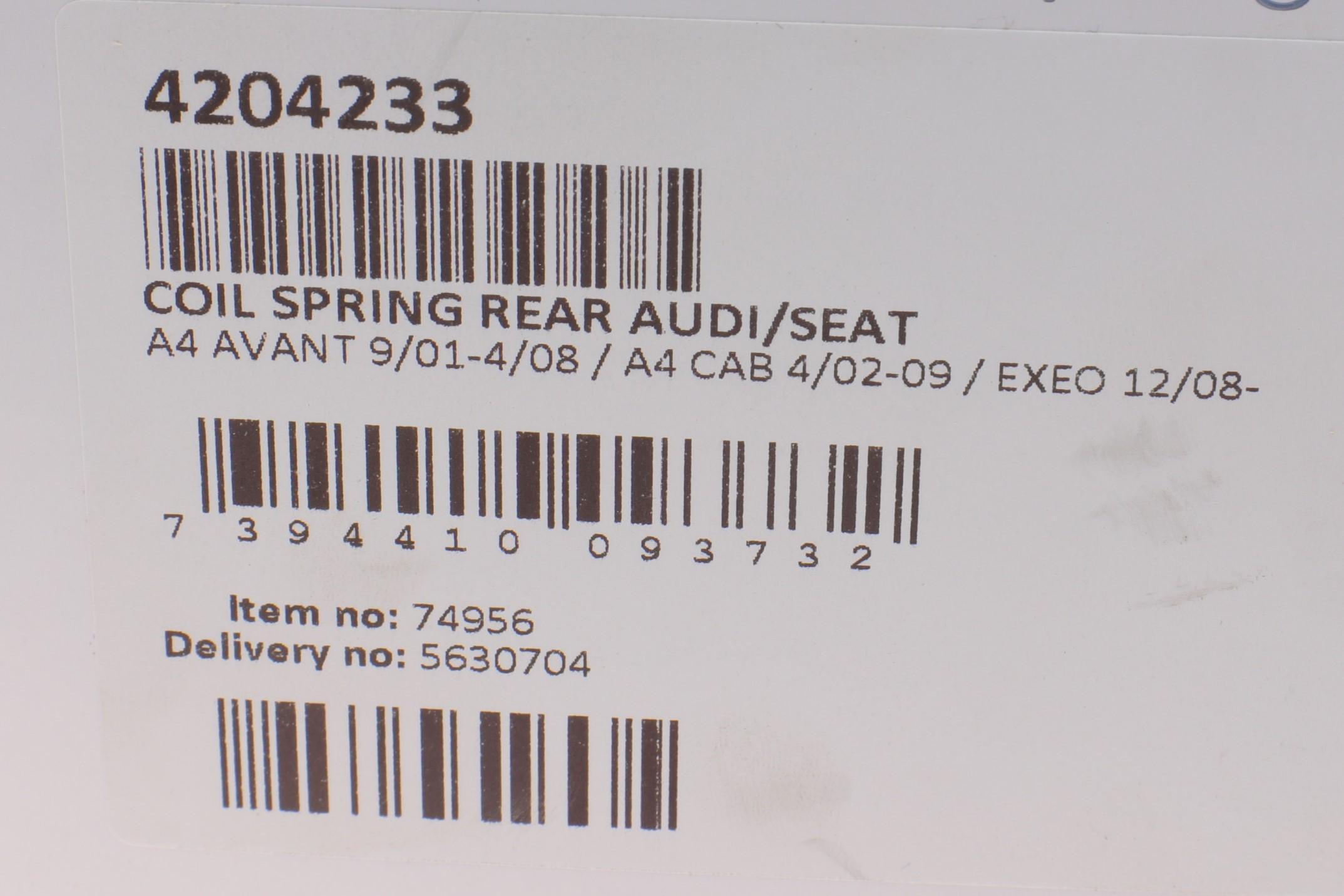 Пружина (задня) Audi A4 1.6-3.0/1.8T/1.9-2.7TDI/2.0FSI/TFSI +quattro 01-08 (унів.) (без спорт.х.ч)