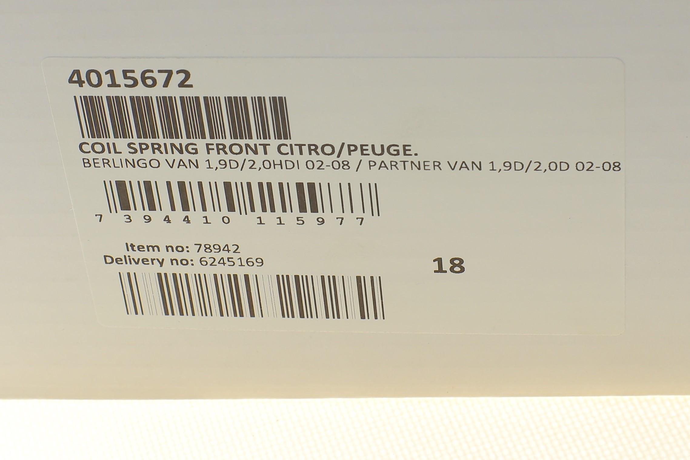 Пружина (передня) Citroen Berlingo/Peugeot Partner 1.9D/2.0HDi 02-15 (фургон/авт) (+АС)(нагр.800кг)