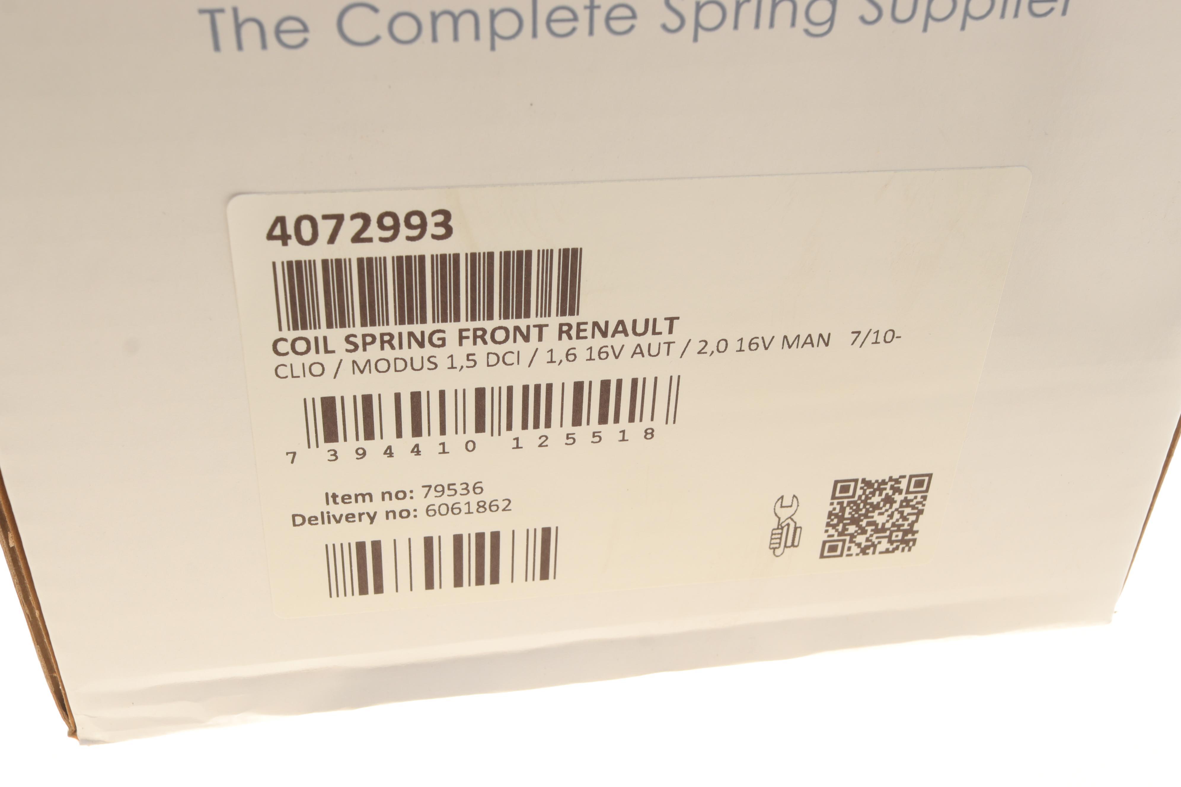 Пружина (передня) Renault Clio 1.5dCi 05-14/1.6 16V АКПП/2.0 16V МКПП 10-14/Modus 10- (ун/накл.з.ч)