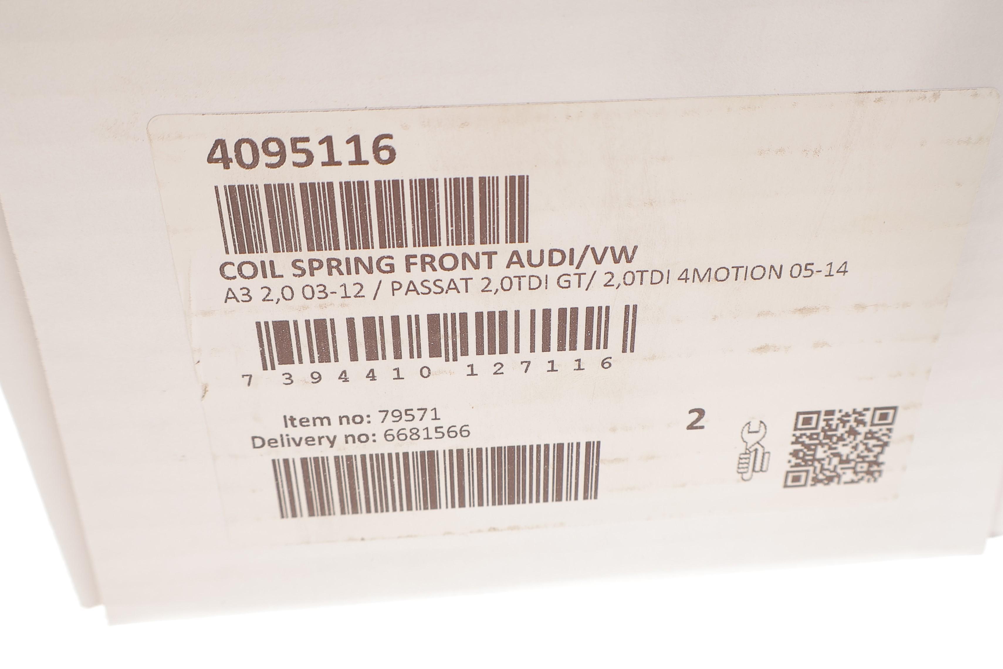 Пружина (передня) VW Passat B6/B7 2.0TDI/4motion 05-14 (седан/унив)/Audi A3 2.0FSI/TFSI 03-13