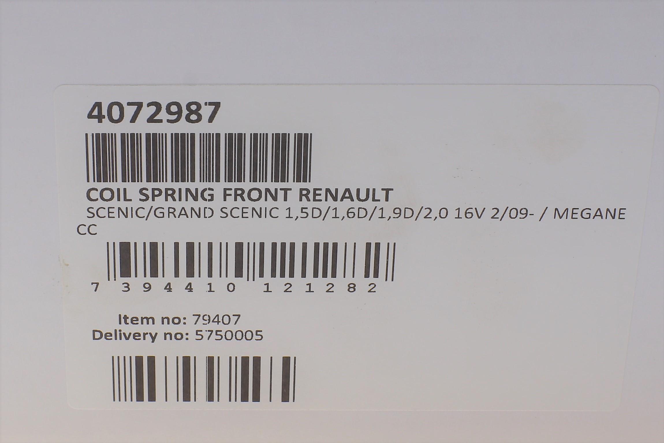 Пружина (передня) Renault Scenic III/Grand Scenic III 1.5dCi/1.6dCi/1.9dCi/2.0 16V 09- (вен)