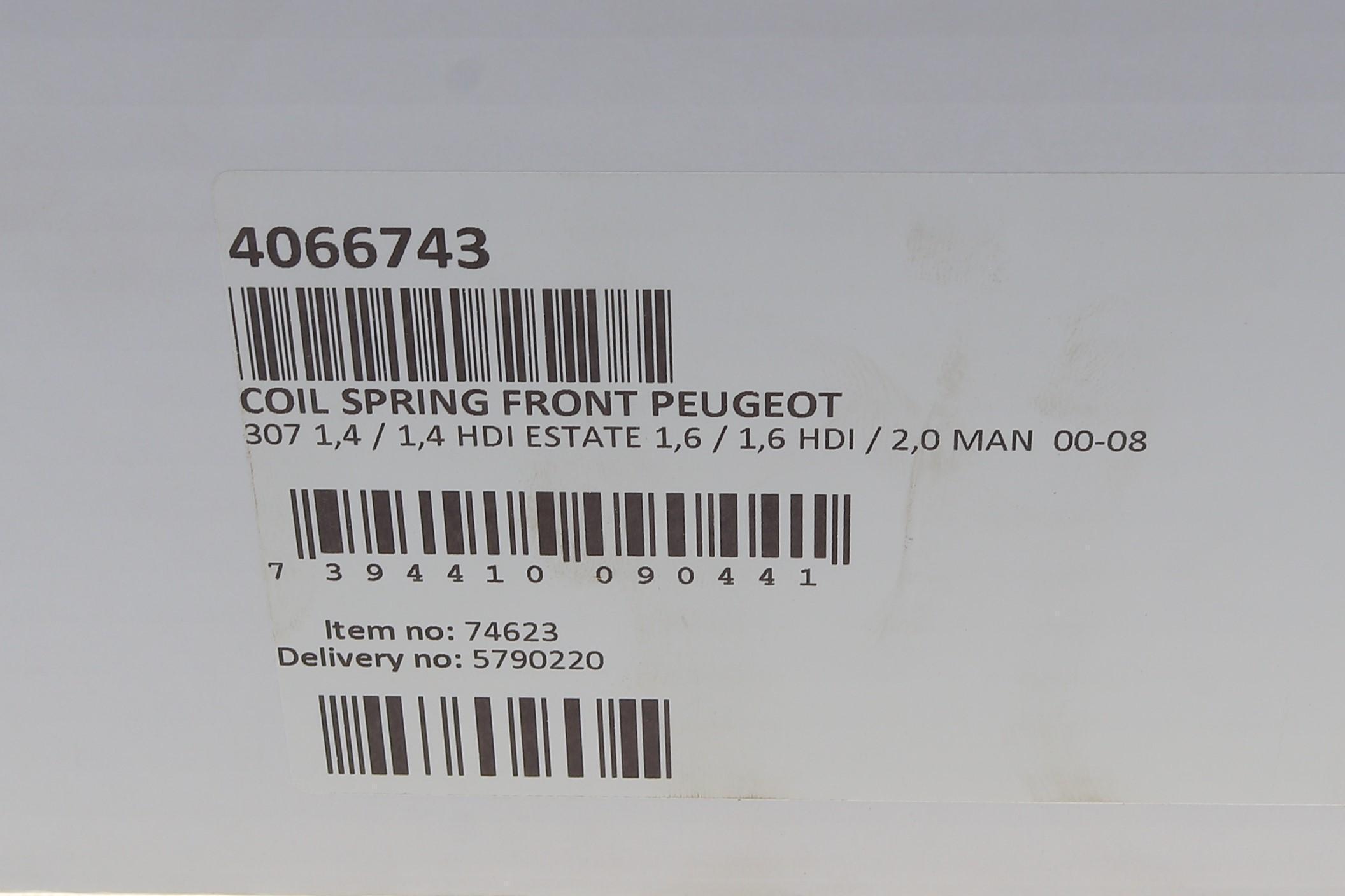 Пружина (передня) Peugeot 307/SW 1.4-1.6/16V/HDi/2.0/2.0 16V (МКПП для 2.0) 00-12 (накл.зад.ч/унив)