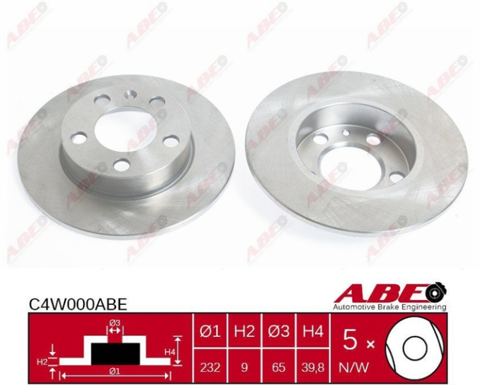 Задній гальмівний диск VW GOLF 4, BORA, JETTA 3, SKODA FABIA 1, 2, 3, OCTAVIA TOUR - 1991-