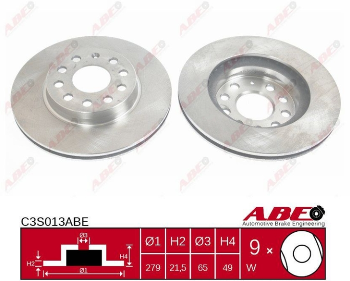 Передній гальмівний диск VW CADDY 3, GOLF 5, 6, JETTA 3, 4, SKODA OCTAVIA TOUR, A5 - 2000-