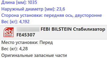 Задний стабилизатор VW GOLF 5 / 6, SKODA OCTAVIA A5, SUPERB 2, YETI. AUDI A3 (1.2-3.6) 2003- / FEBI BILSTEIN