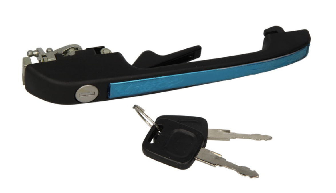 Ручка дверей передня ліва (з ключем, чорна) Audi 100 C3 1982–1991