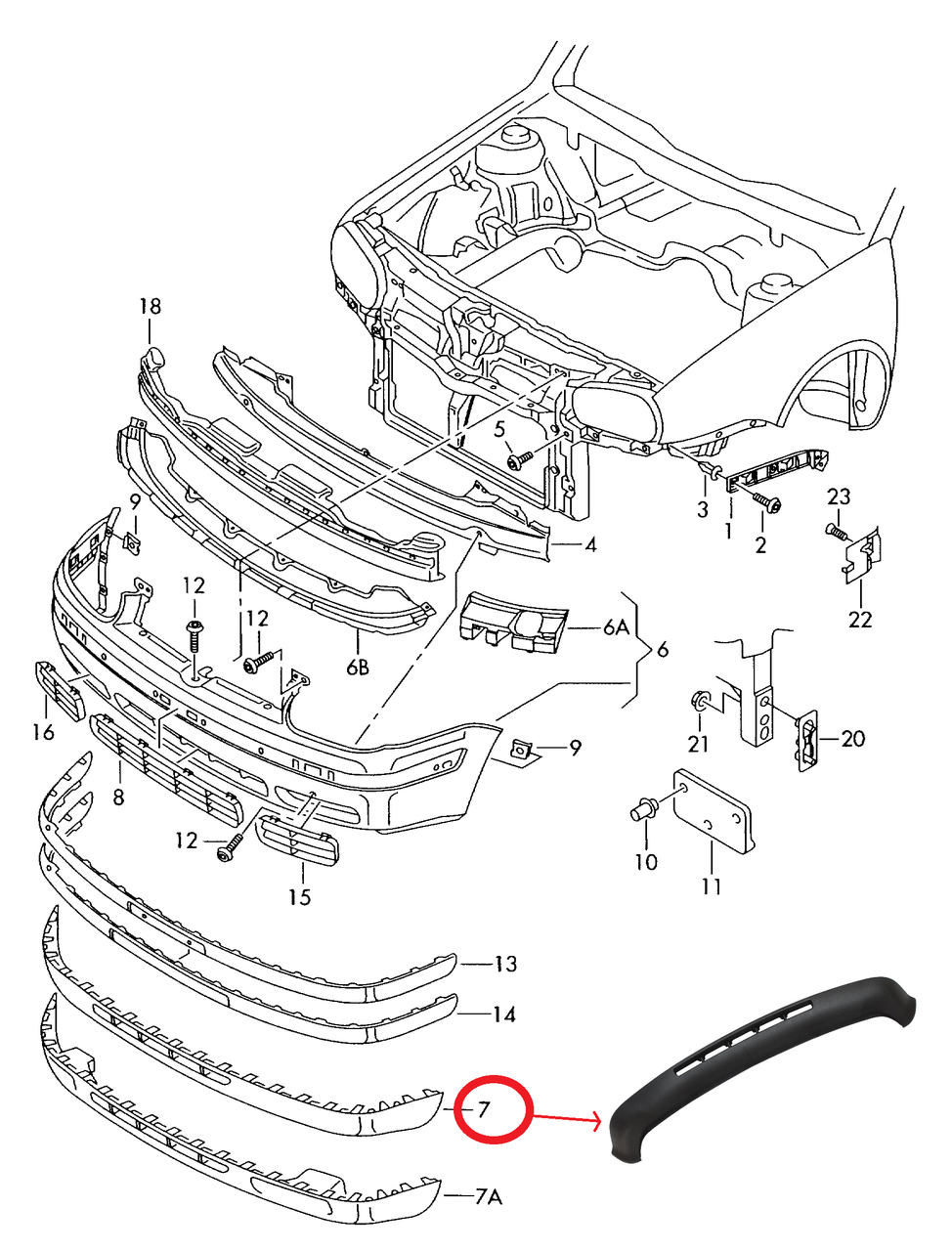 Спойлер-губа переднього бампера Фольксваген Гольф 4 - Volkswagen Golf 4 (1997-2006)
