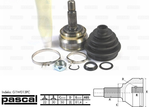 Зовнішній ШРУС Audi 80, Seat Cordoba, Volkswagen Golf - Ауді 80, Сеат Кордоба, Фольксваген Гольф 197