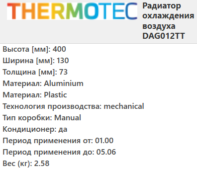 Інтеркулер FORD TRANSIT (2.4 D) 2000-2006р /Thermotec