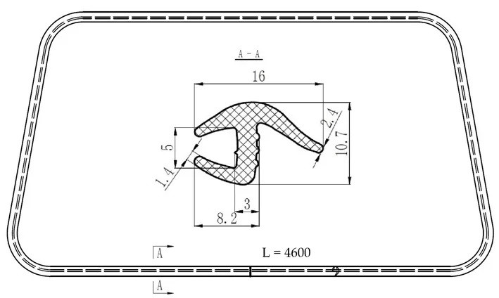 Ущільнювач-молдинг переднього лобового скла Volkswagen Transporter T4 1990-2003 (701 845 121J)