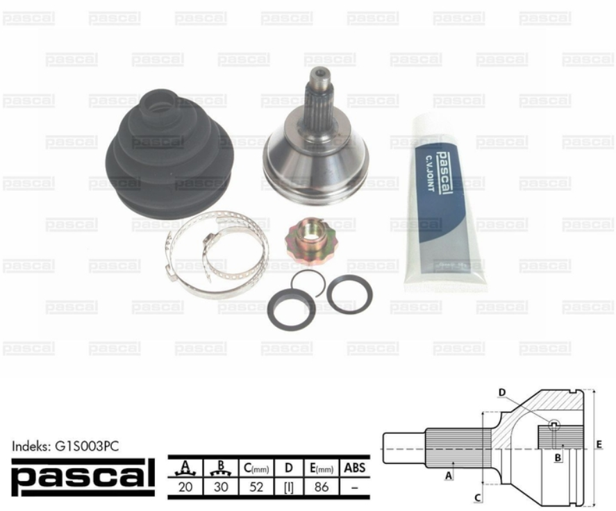 Зовнішній ШРУС (граната, шарнір) Skoda Fabia, Volkswagen Polo - Шкода Фабія, Фольксваген Поло 1999-